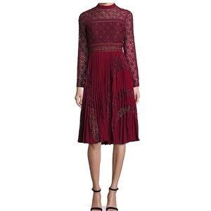 Self-Portrait Burgundy Symm midi dress size US 10